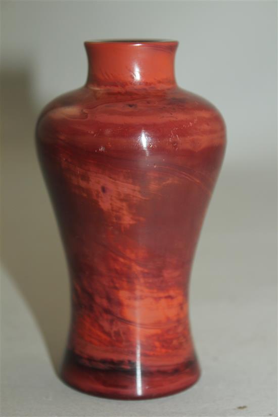 A Chinese Realgar glass meiping, Qing dynasty, 10.5cm